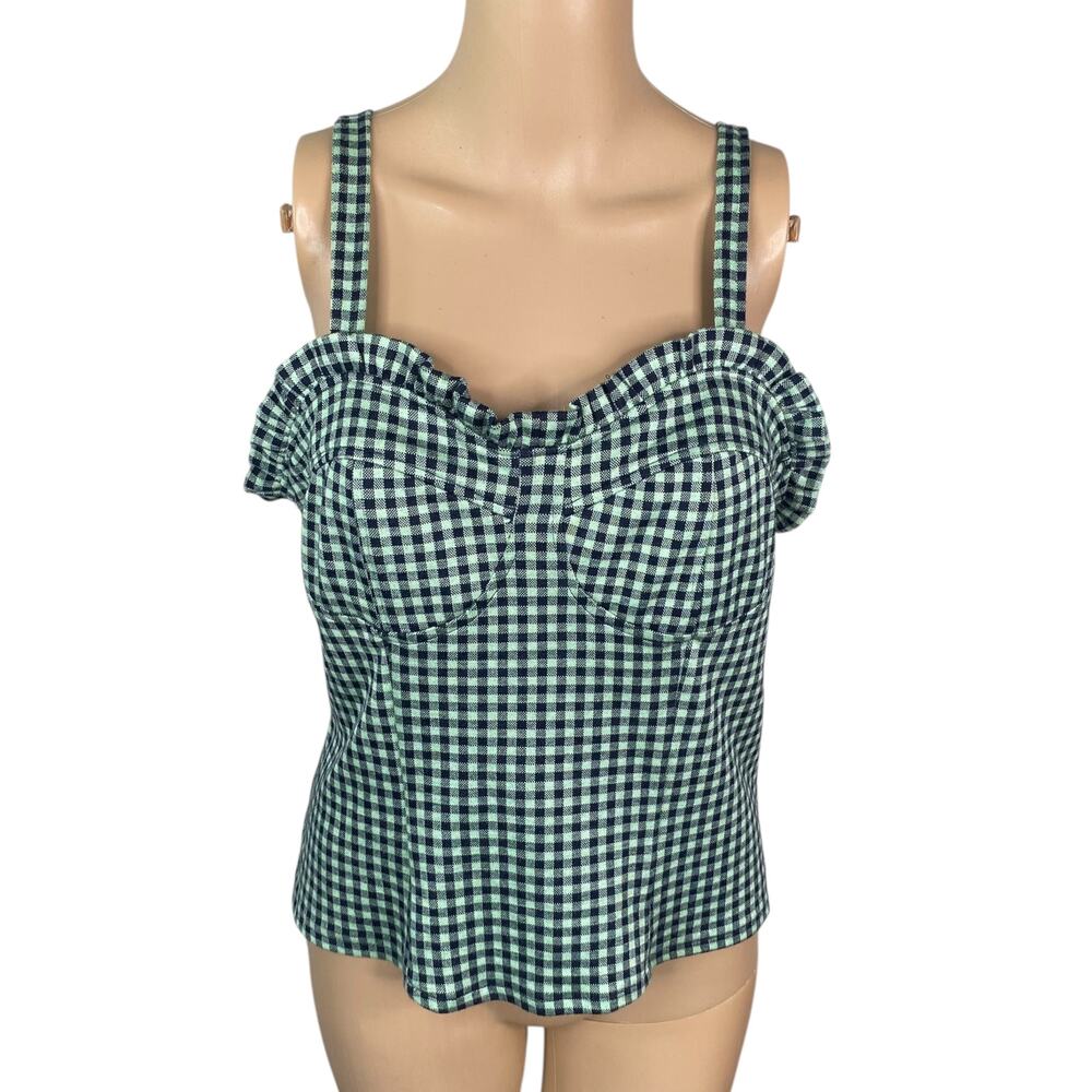 Eva Franco Green and Navy Gingham Tank Top - Picture 4 of 10